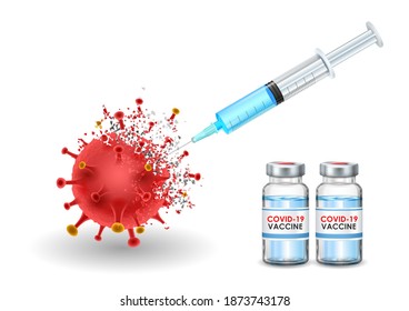 illustration of Covid 19 Vaccine Bottle to prevent from deadly Novel Coronavirus epidemic outbreak on Medical background