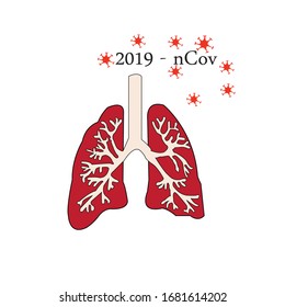 illustration of covid - 19 virus attack the lungs of the people