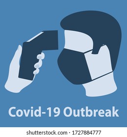 Illustration Covid-19 Outbreak. Body Temperature Check Sign.