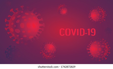 Illustration of COVID-19 in red scheme color-vector