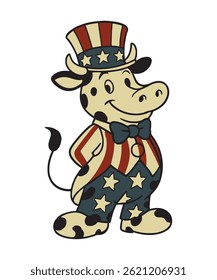 illustration of cow 4th of july
