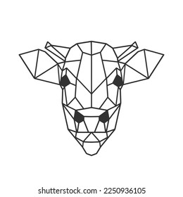 Illustration of a cow animal head in a minimalistic low poly style