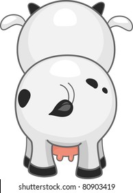 Illustration of a Cow with its Back Turned