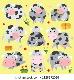 Illustration of cow cartoon animation.