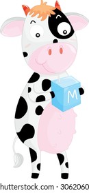 illustration of a cow drinking milk