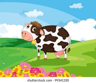 illustration of a cow in a field