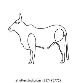 illustration cow head continuous drawing single line art