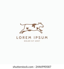 
Illustration of a cow jumping happily logo design concept. Cute cow icon vector illustration