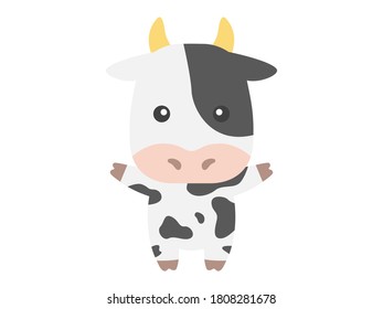 An illustration of a cow mascot character.