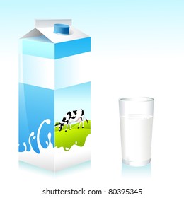 illustration of cow on carton of milk and glass