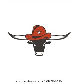 illustration of a cow wearing a coboy hat 