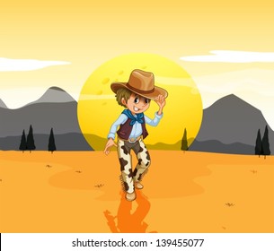 Illustration of a cowboy at the desert