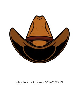 Illustration of cowboy hat isolated on white background. Design element for poster, card, banner, sign, emblem, label. Vector illustration