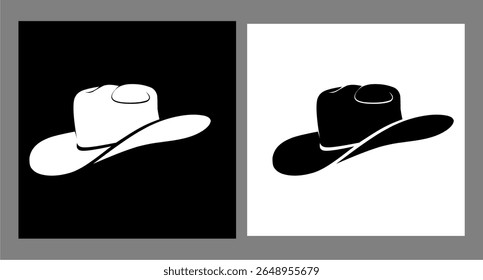illustration of a cowboy hat. Simple design outline style. Drawing with line art style. Vector illustration, black Cowboy hat logo icon design vector illustration template