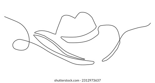 illustration of a cowboy hat in single line style. Vector illustration with white background.