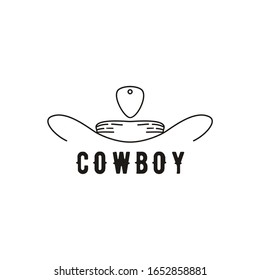Illustration cowboy hat vintage logo vector design vector