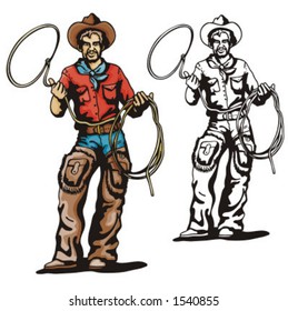 Illustration of a cowboy holding a lasso.