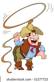  illustration of a cowboy holding a lasso