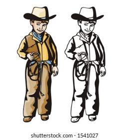 Illustration of a cowboy kid holding a lasso.