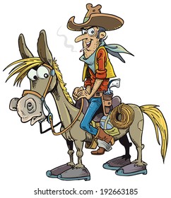Illustration of cowboy on horseback.