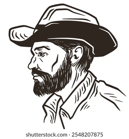 Ilustración de Vector de cowboy sidelook
