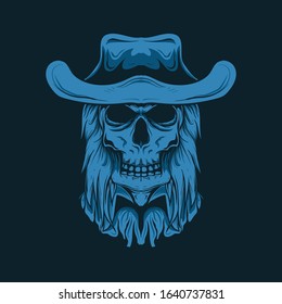 illustration of cowboy skull head design