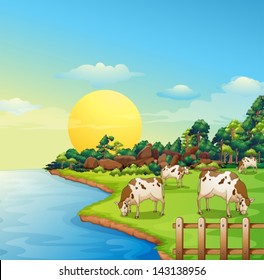 Illustration of the cows at the farm