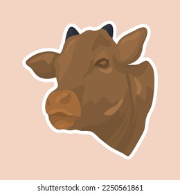 Illustration of a cow's head with hand-drawn technique Animals that are popular during Eid al-Adha