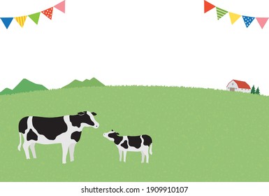 Illustration of cows on the ranch