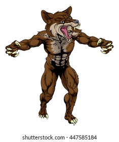 An Illustration Of A Coyote Animal Sports Mascot Cartoon Character 