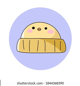Illustration of cozy hat chick