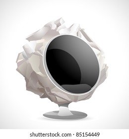 illustration of cozy sofa made of crumbled paper ball