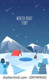 An Illustration Of The Cozy Winter Night Scenery