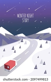 An Illustration Of The Cozy Winter Night Scenery