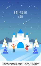 An Illustration Of The Cozy Winter Night Scenery