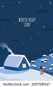 An Illustration Of The Cozy Winter Night Scenery