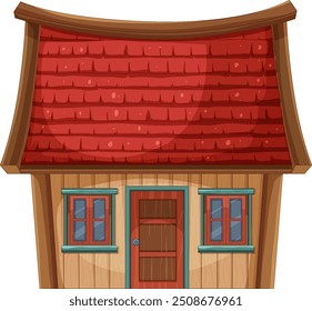 Illustration of a cozy wooden house