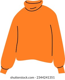 illustration of a cozy wool sweater isolated on white background. Warm orange pullover. Winter clothing.