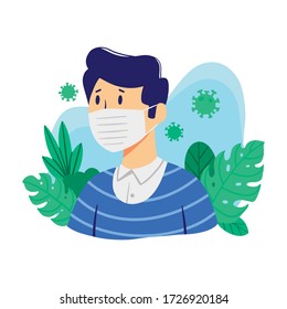 Illustration of cpeople wearing medical mask vector flat. The Concept of Isolated Technology. Flat Cartoon Style Suitable for Landing Web Pages, Banners, Flyers, Stickers, Cards