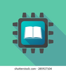 Illustration of a CPU icon with a book
