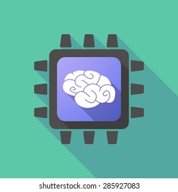 Illustration of a CPU icon with a brain
