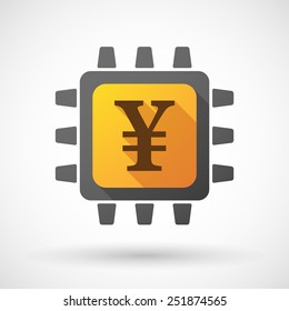 Illustration of a CPU icon with a currency sign