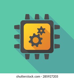 Illustration of a CPU icon with gears