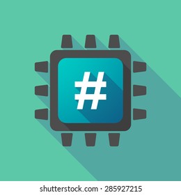 Illustration of a CPU icon with a hash tag