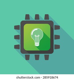 Illustration of a CPU icon with a light bulb