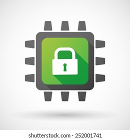 Illustration of a CPU icon with a lock pad