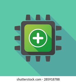 Illustration of a CPU icon with a math sign