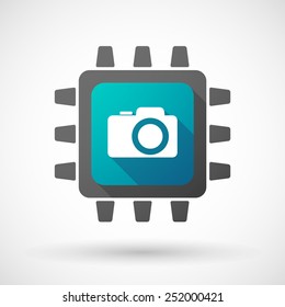 Illustration of a CPU icon with a photo camera