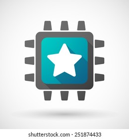 Illustration of a CPU icon with a star