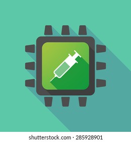 Illustration of a CPU icon with a syringe
